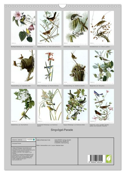 Produktbild: Singv&ouml;gel-Parade (Wandkalender 2026 DIN A3 hoch), CALVENDO Monatskalender