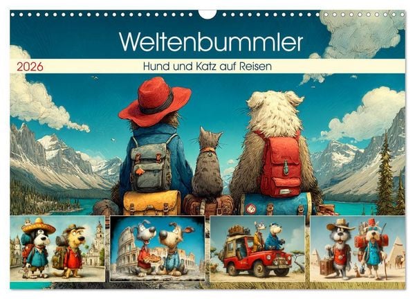 Produktbild: Weltenbummler. Hund und Katz auf Reisen (Wandkalender 2026 DIN A3 quer), CALVENDO Monatskalender