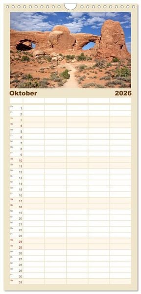 Produktbild: Familienplaner 2026 - USA Nationalparks - Familienplaner / Kalender - Eine Reise durch die Vielfalt und Sch&ouml;nheit der Naturparks Nordamerikas mit 5 Spalten (Wandkalender, 21 x 45 cm) CALVENDO