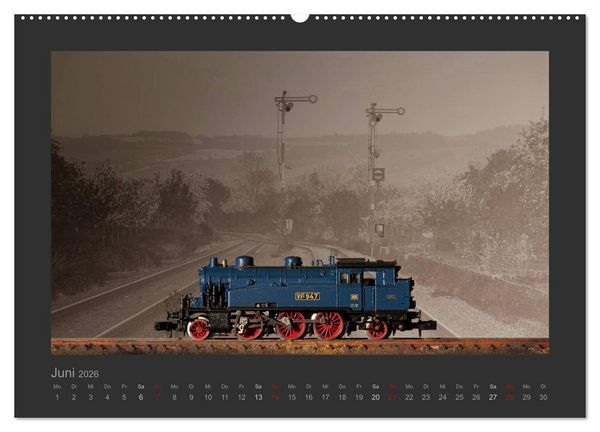 Produktbild: Dampflokomotiven in Spur N (hochwertiger Premium Wandkalender 2026 DIN A2 quer), Kunstdruck in Hochglanz