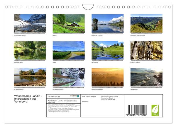 Produktbild: Wanderbares L&auml;ndle - Impressionen aus Vorarlberg (Wandkalender 2026 DIN A4 quer), CALVENDO Monatskalender