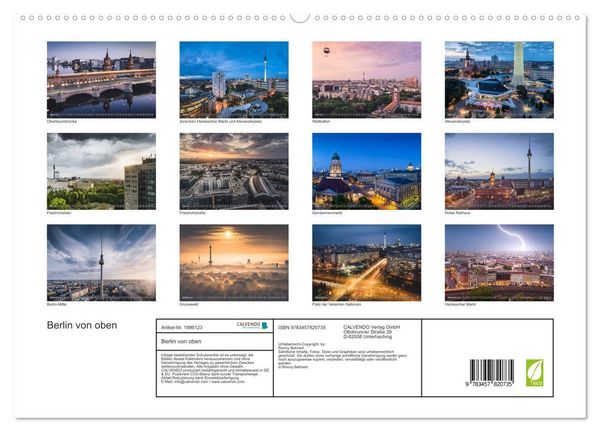 Produktbild: Berlin von oben (hochwertiger Premium Wandkalender 2026 DIN A2 quer), Kunstdruck in Hochglanz