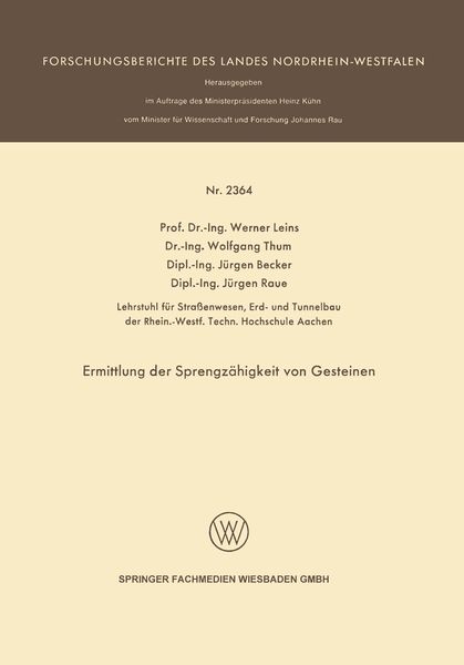 Produktbild: Ermittlung der Sprengz&auml;higkeit von Gesteinen
