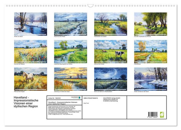 Produktbild: Havelland - Impressionistische Visionen einer idyllischen Region (Wandkalender 2026 DIN A2 quer), CALVENDO Monatskalender