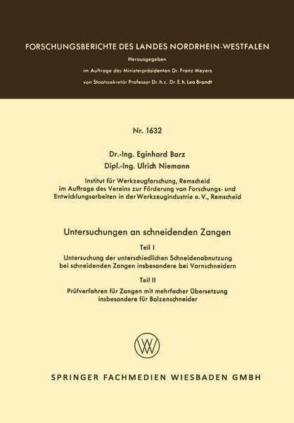 Produktbild: Untersuchungen an schneidenden Zangen