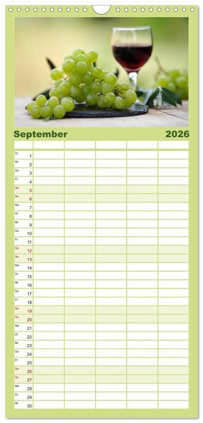Produktbild: Familienplaner 2026 - Nat&uuml;rlich Vegan - frische gesunde K&ouml;stlichkeiten mit 5 Spalten (Wandkalender, 21 x 45 cm) CALVENDO