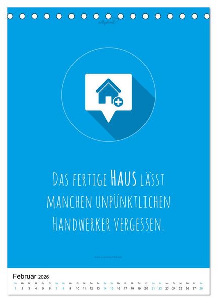Produktbild: vollgeherzt: Der besondere Kalender f&uuml;r Bauherren mit motivierenden Hausbauzitaten (Tischkalender 2026 DIN A5 hoch), CALVENDO Monatskalender