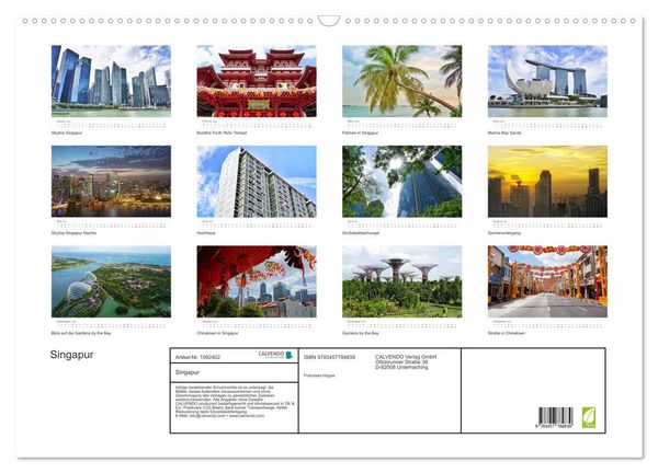 Produktbild: Singapur (Wandkalender 2026 DIN A2 quer), CALVENDO Monatskalender