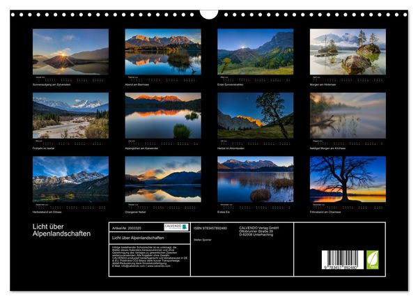 Produktbild: Licht &uuml;ber Alpenlandschaften (Wandkalender 2026 DIN A3 quer), CALVENDO Monatskalender