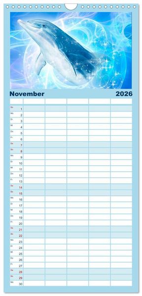 Produktbild: Familienplaner 2026 - Delfine - Kalender mit 5 Spalten (Wandkalender, 21 x 45 cm) CALVENDO