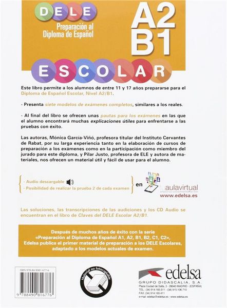 Produktbild: DELE escolar - Preparaci&oacute;n al Diploma de Espa&ntilde;ol - Edici&oacute;n 2015 - A2/B1