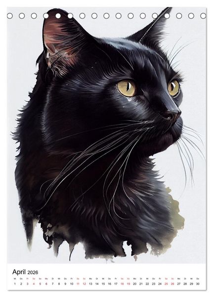Produktbild: Katzen wie gemalt (Tischkalender 2026 DIN A5 hoch), CALVENDO Monatskalender