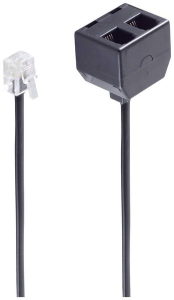 Produktbild: Shiverpeaks Western Adapter [1x RJ10-Buchse 4p4c - 2x RJ10-Buchse 4p4c] 0.15m Schwarz