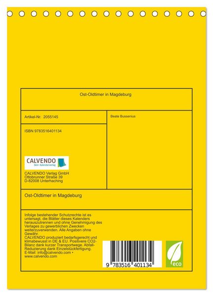 Produktbild: Ost-Oldtimer in Magdeburg (Tischkalender 2026 DIN A5 hoch), CALVENDO Monatskalender