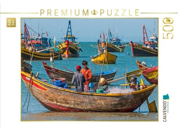 CALVENDO Puzzle Fischerhafen, Mui Ne, Vietnam | 500 Teile Lege-Größe 48 × 36 cm Foto-Puzzle für Erwachsene