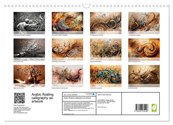 Produktbild: Arabic floating calligraphy as artwork (Wall Calendar 2026 DIN A3 landscape), CALVENDO 12 Month Wall Calendar