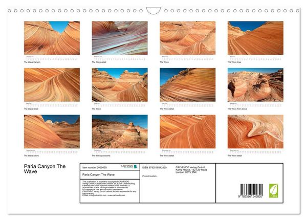 Produktbild: Paria Canyon The Wave (Wall Calendar 2026 DIN A3 landscape), CALVENDO 12 Month Wall Calendar