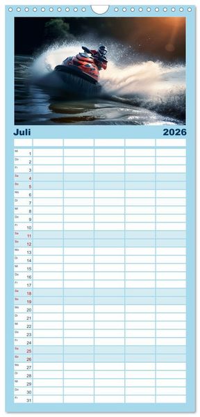 Produktbild: Familienplaner 2026 - Jetski Power mit 5 Spalten (Wandkalender, 21 x 45 cm) CALVENDO