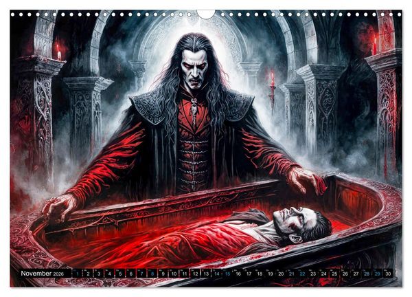 Produktbild: Finsternis der Vampire - Mystischer d&uuml;sterer Fantasy Kalender (Wandkalender 2026 DIN A3 quer), CALVENDO Monatskalender