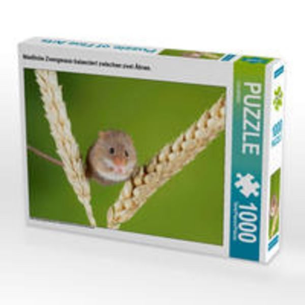CALVENDO Puzzle Niedliche Zwergmaus balanciert zwischen zwei Ähren. | 1000 Teile Lege-Größe 64x48cm Foto-Puzzle für glückliche Stunden