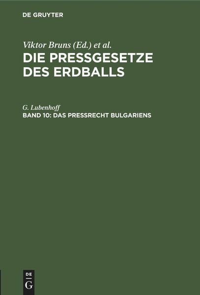 Produktbild: Das Pre&szlig;recht Bulgariens