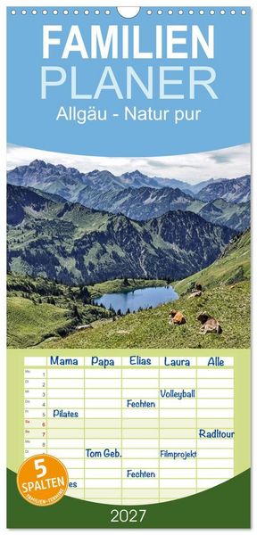 Produktbild: Familienplaner 2027 - Allg&auml;u - Natur pur mit 5 Spalten (Wandkalender, 21 x 45 cm) CALVENDO
