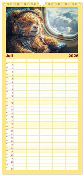 Produktbild: Familienplaner 2026 - Abenteuer eines Taddyb&auml;ren mit 5 Spalten (Wandkalender, 21 x 45 cm) CALVENDO