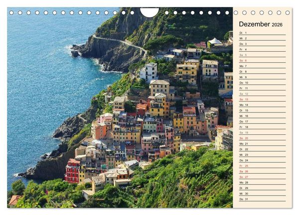 Produktbild: Cinque Terre - Malerische, vertr&auml;umte D&ouml;rfer an der ligurischen K&uuml;ste (Wandkalender 2026 DIN A4 quer), CALVENDO Monatskalender