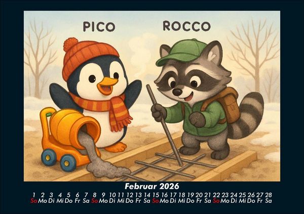 Produktbild: Pico & Rocco bauen ein Haus 2026 Fotokalender DIN A5