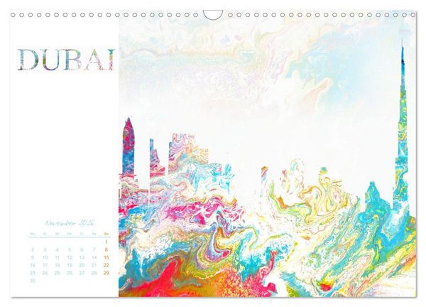Produktbild: Bunte Metropolen - kunstvolle Skylines bekannter Weltst&auml;dte (Wandkalender 2026 DIN A3 quer), CALVENDO Monatskalender