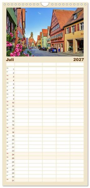 Produktbild: Familienplaner 2027 - Dinkelsb&uuml;hl - Zw&ouml;lf Momente in der Altstadt mit 5 Spalten (Wandkalender, 21 x 45 cm) CALVENDO
