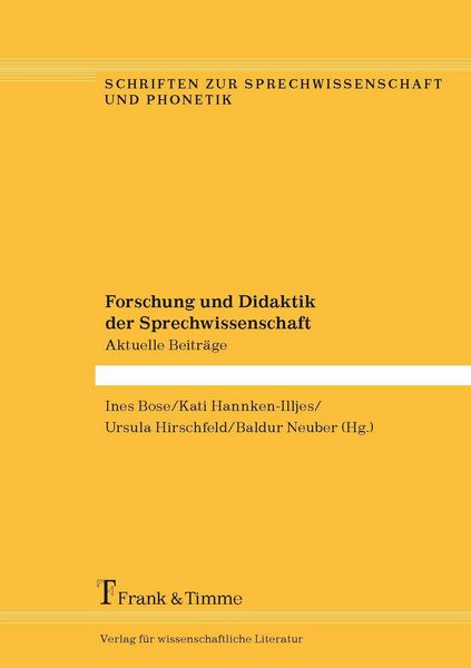 Produktbild: Forschung und Didaktik der Sprechwissenschaft
