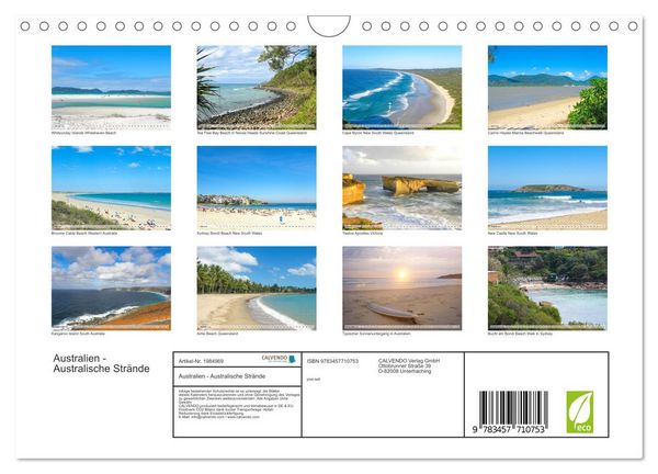 Produktbild: Australien - Australische Str&auml;nde (Wandkalender 2026 DIN A4 quer), CALVENDO Monatskalender