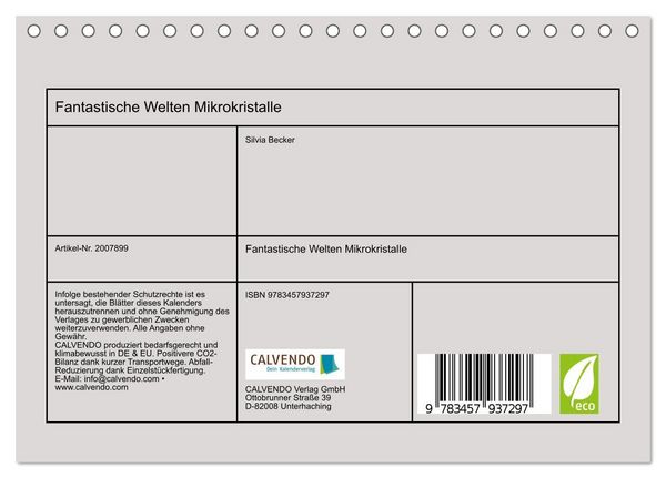 Produktbild: Fantastische Welten Mikrokristalle (Tischkalender 2026 DIN A5 quer), CALVENDO Monatskalender