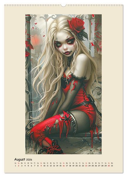 Produktbild: Gothic-Girls. Bizzare Comic-Art (hochwertiger Premium Wandkalender 2026 DIN A2 hoch), Kunstdruck in Hochglanz