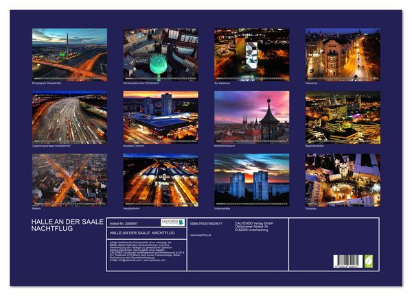 Produktbild: HALLE AN DER SAALE NACHTFLUG (Wandkalender 2026 DIN A2 quer), CALVENDO Monatskalender