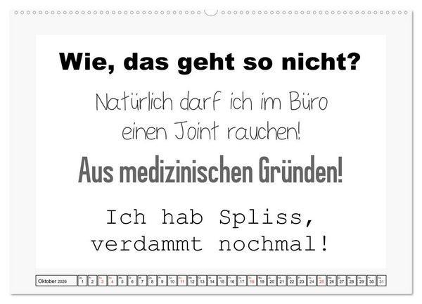 Produktbild: Typo-Kalender f&uuml;r das B&uuml;ro. Sarkasmus und fiese Spr&uuml;che (Wandkalender 2026 DIN A2 quer), CALVENDO Monatskalender