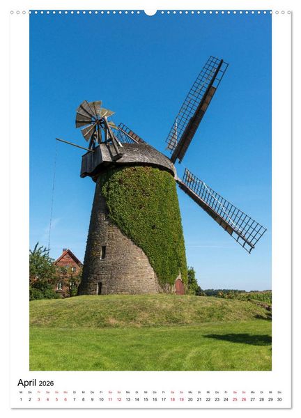 Produktbild: Historische Windm&uuml;hlen in Minden-L&uuml;bbecke (hochwertiger Premium Wandkalender 2026 DIN A2 hoch), Kunstdruck in Hochglanz