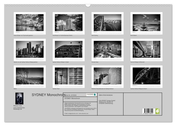 Produktbild: SYDNEY Monochrom (Wandkalender 2026 DIN A2 quer), CALVENDO Monatskalender
