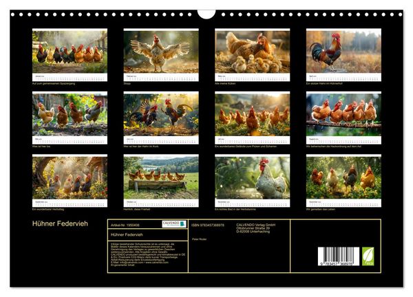 Produktbild: H&uuml;hner Federvieh (Wandkalender 2026 DIN A3 quer), CALVENDO Monatskalender