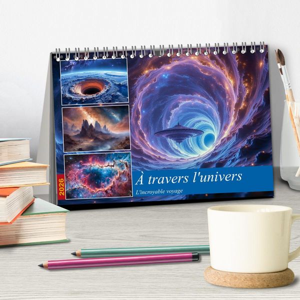 Produktbild: &Agrave; travers l'univers-L'incroyable voyage (Calendrier de bureau 2026 DIN A5 vertical), CALVENDO calendrier mensuel