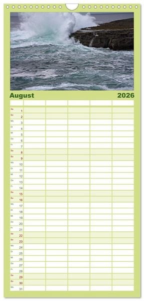 Produktbild: Familienplaner 2026 - Irlands vielf&auml;ltige Landschaften mit 5 Spalten (Wandkalender, 21 x 45 cm) CALVENDO