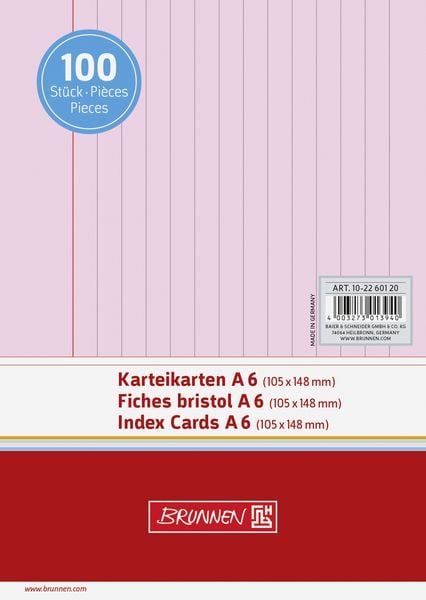Produktbild: Brunnen Karteikarte A6 lin rt 100St