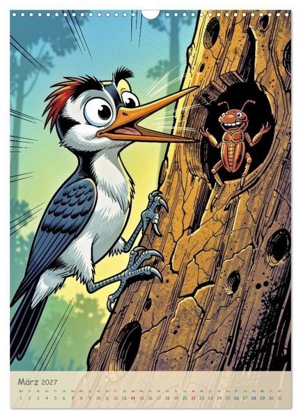 Produktbild: Lustige Buntspechte - Comic (Wandkalender 2027 DIN A3 hoch), CALVENDO Monatskalender