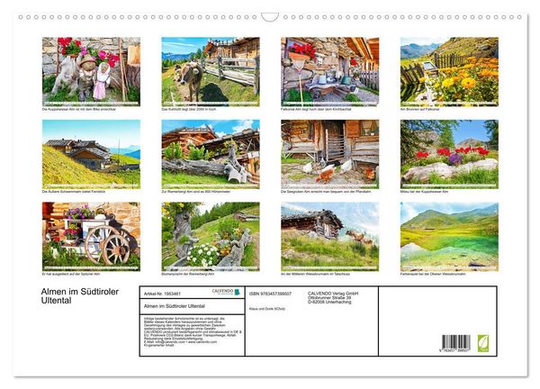 Produktbild: Almen im S&uuml;dtiroler Ultental (Wandkalender 2026 DIN A2 quer), CALVENDO Monatskalender