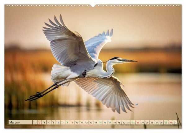 Produktbild: Silberreiher - pure Eleganz (Wandkalender 2027 DIN A2 quer), CALVENDO Monatskalender