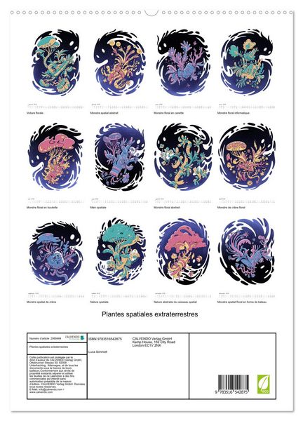 Produktbild: Plantes spatiales extraterrestres (Calendrier mural 2026 DIN A2 horizontal) calendrier de bureau