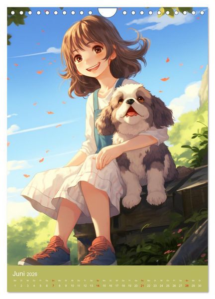 Produktbild: Ein Jahr voller Liebe. Manga-M&auml;dchen und ihre treuen Gef&auml;hrten (Wandkalender 2026 DIN A4 hoch), CALVENDO Monatskalender