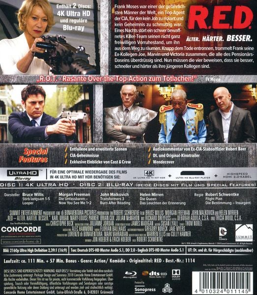 Produktbild: R.E.D. - &Auml;lter. H&auml;rter. Besser (4K Ultra HD) (+ Blu-ray)
