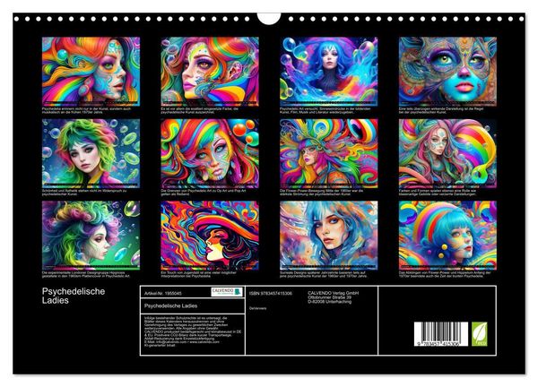 Produktbild: Psychedelische Ladies (Wandkalender 2026 DIN A3 quer), CALVENDO Monatskalender